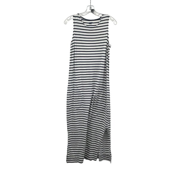 Lands' End Striped Maxi Dress Sleeveless Front Slit Blue/White Size Small - Picture 1 of 9
